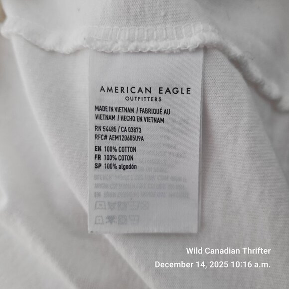 American Eagle XL White Graphic Tee Super Soft Cotton Standard Fit T-Shirt - Picture 4 of 7